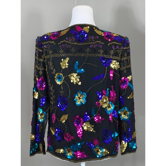 Y2K Sequin Top Evening Cocktail Holiday Party Christmas New Years Winter Wedding - Picture 7 of 12